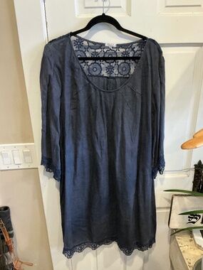Stella Rosa gorgeous tunic with lace!  And 100% linen! Rare 4x size!